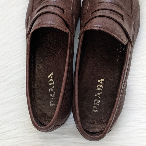 Men\'s Prada Brown Leather Penny Loafer Dress Shoes | Size 13** main image 7